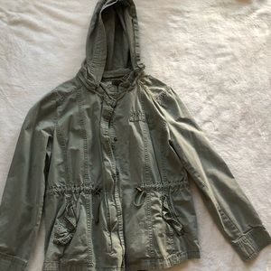 army green jacket w zipper and buttons